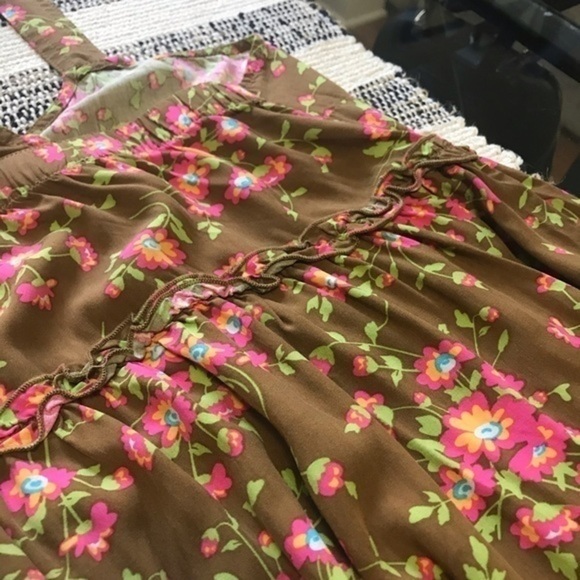 Matilda Jane Brown Floral Print On A Whim Tank Top Ruffle Hem Medium - Picture 9 of 11